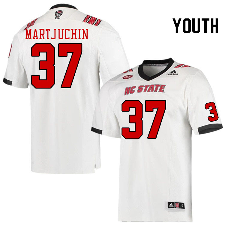 Youth #37 Alex Martjuchin North Carolina State Wolfpacks College Football Jerseys Stitched-White - Click Image to Close
